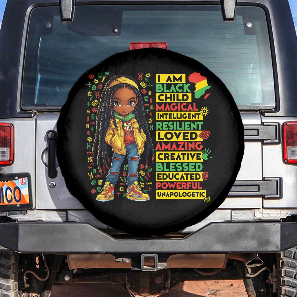 I Am Black Child Spare Tire Cover Locd Girl African American Pride Black History Month TS02 No hole Black Print Your Wear