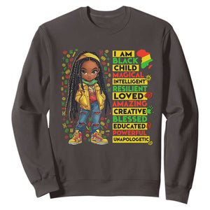 I Am Black Child Sweatshirt Locd Girl African American Pride Black History Month TS02 Dark Chocolate Print Your Wear