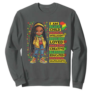 I Am Black Child Sweatshirt Locd Girl African American Pride Black History Month TS02 Dark Heather Print Your Wear