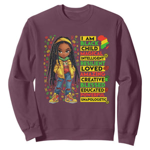 I Am Black Child Sweatshirt Locd Girl African American Pride Black History Month TS02 Maroon Print Your Wear