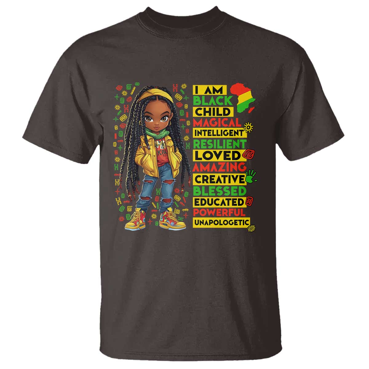 I Am Black Child T Shirt Locd Girl African American Pride Black History Month TS02 Dark Chocolate Print Your Wear