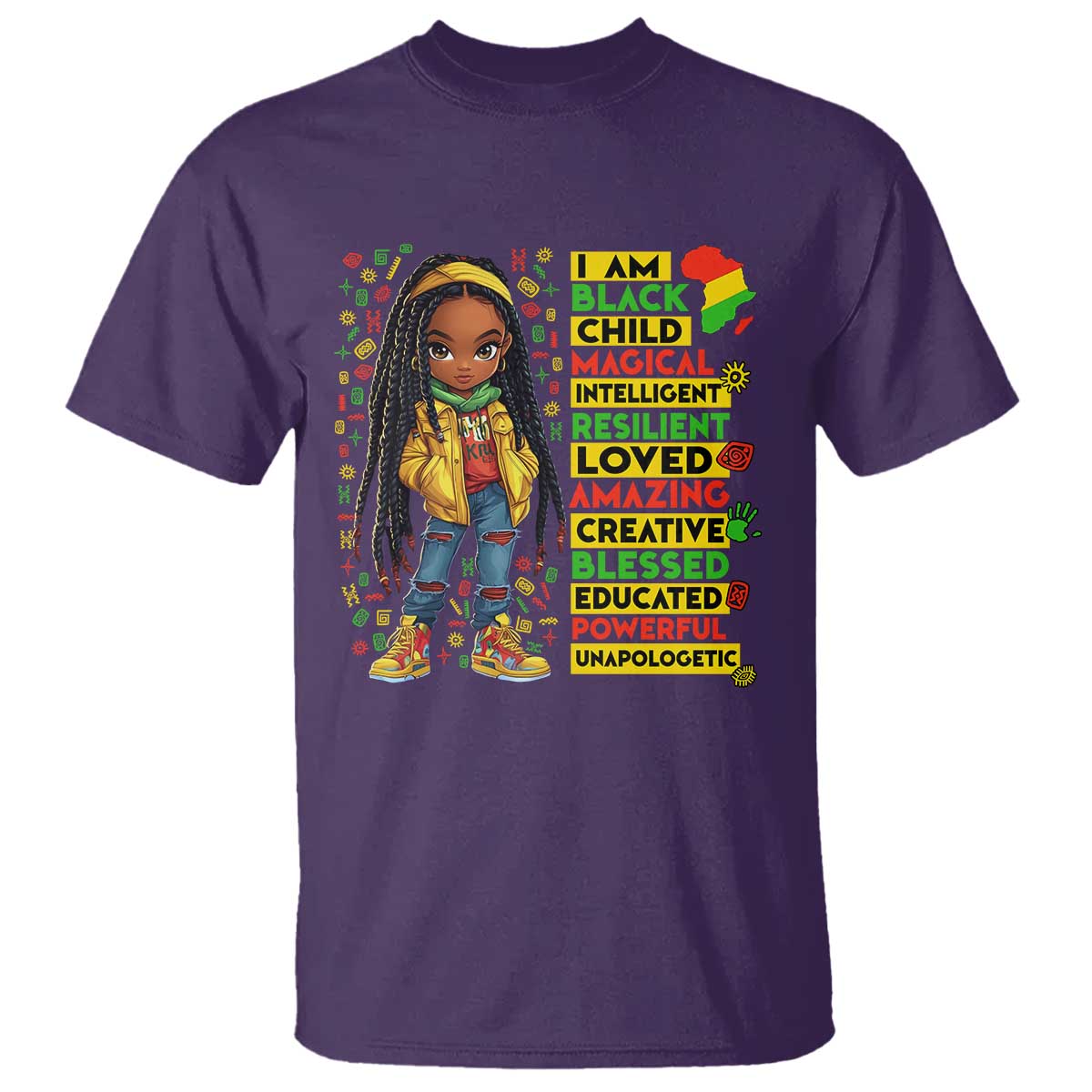 I Am Black Child T Shirt Locd Girl African American Pride Black History Month TS02 Purple Print Your Wear