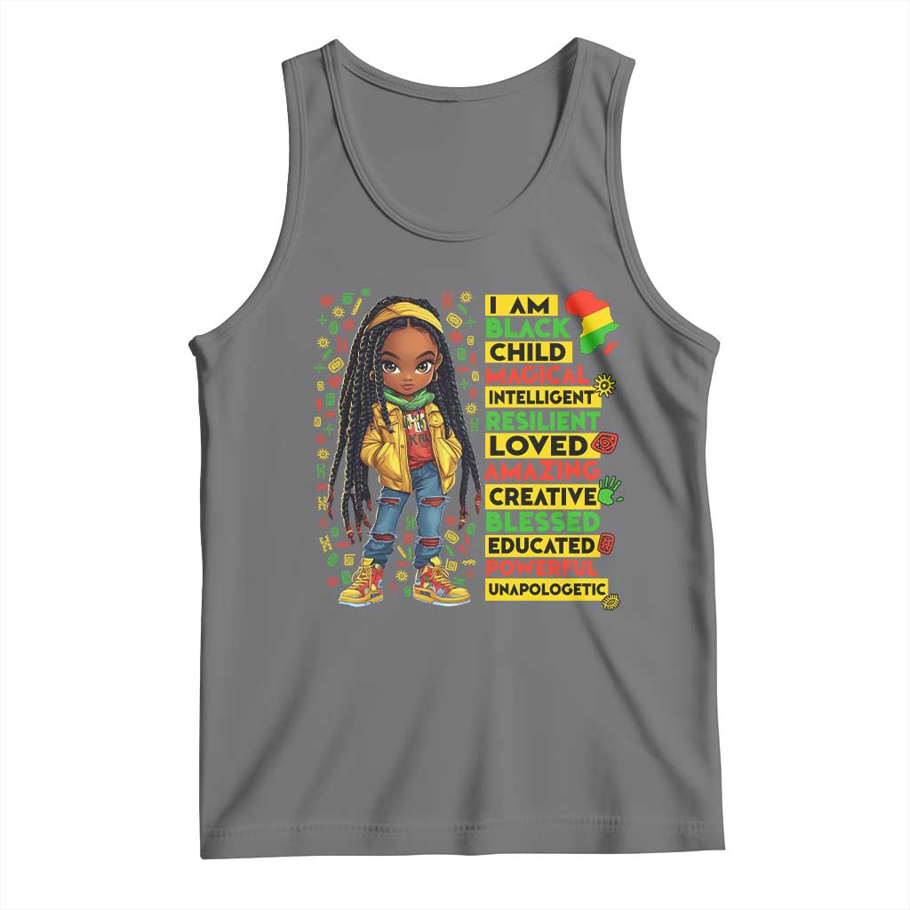 I Am Black Child Tank Top Locd Girl African American Pride Black History Month TS02 Black Heather Print Your Wear