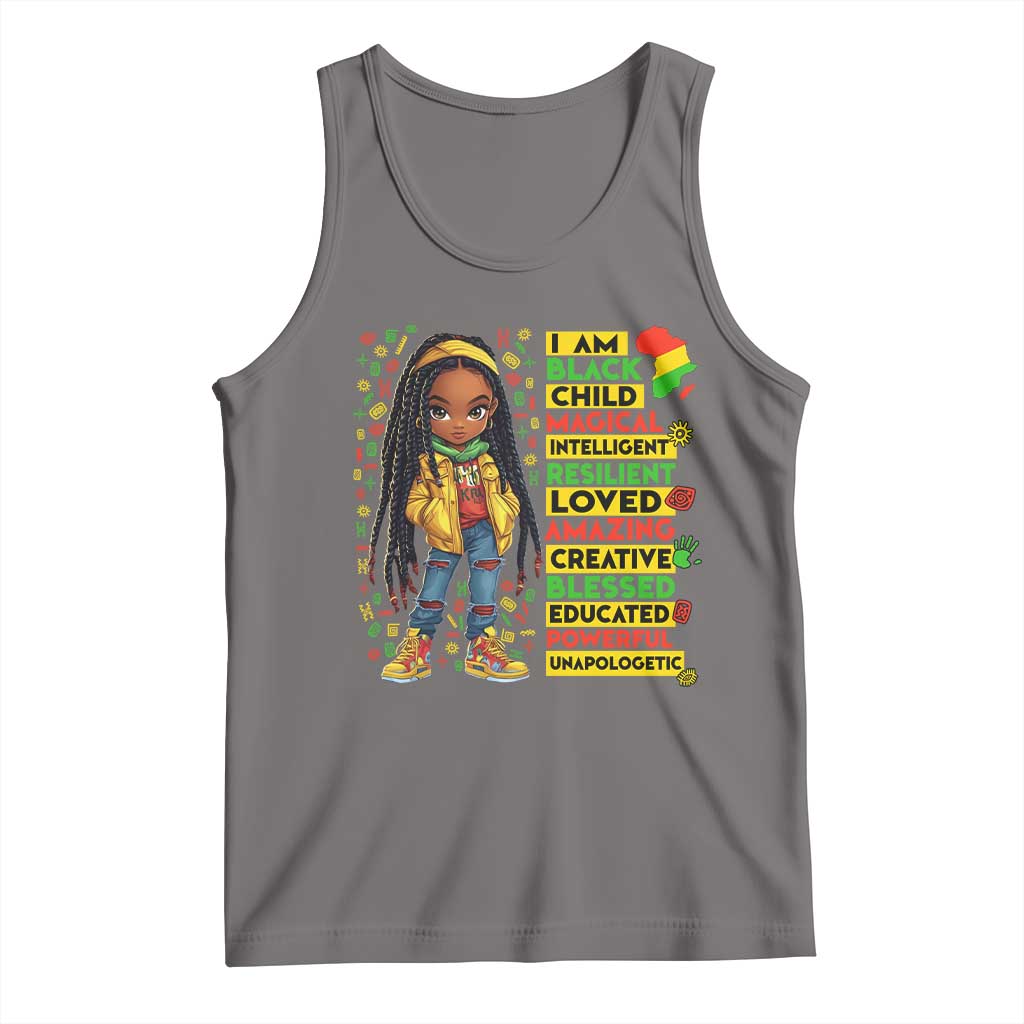 I Am Black Child Tank Top Locd Girl African American Pride Black History Month TS02 Deep Heather Print Your Wear