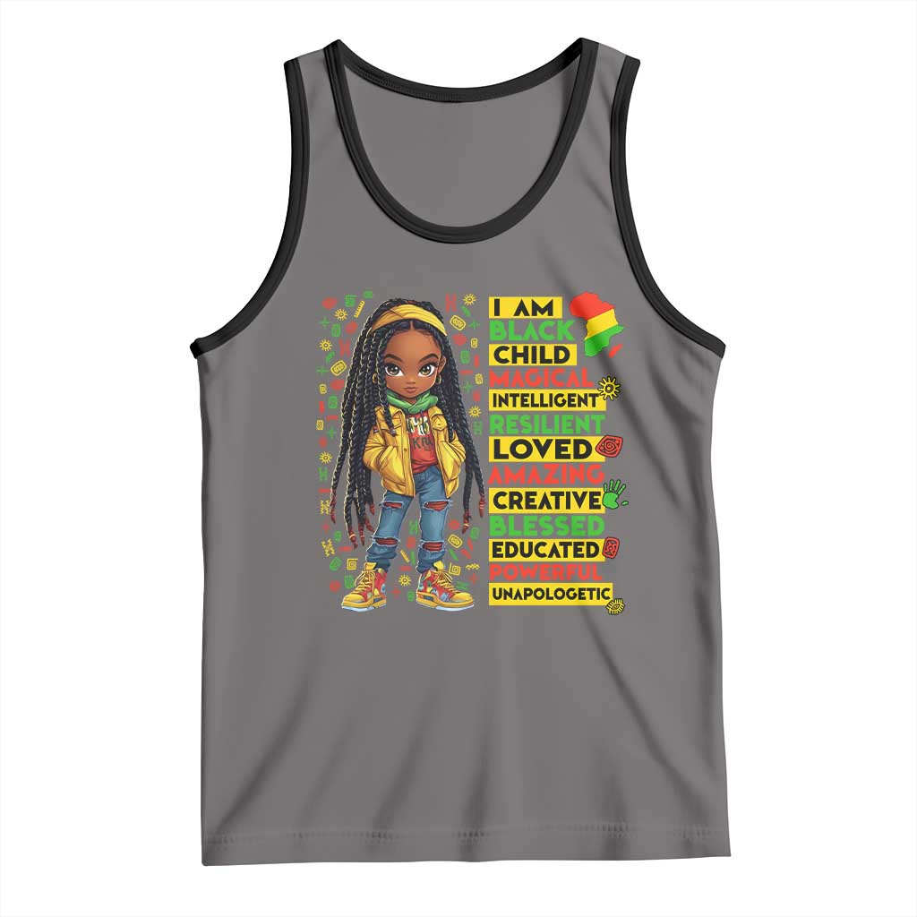 I Am Black Child Tank Top Locd Girl African American Pride Black History Month TS02 Deep Heather Black Print Your Wear