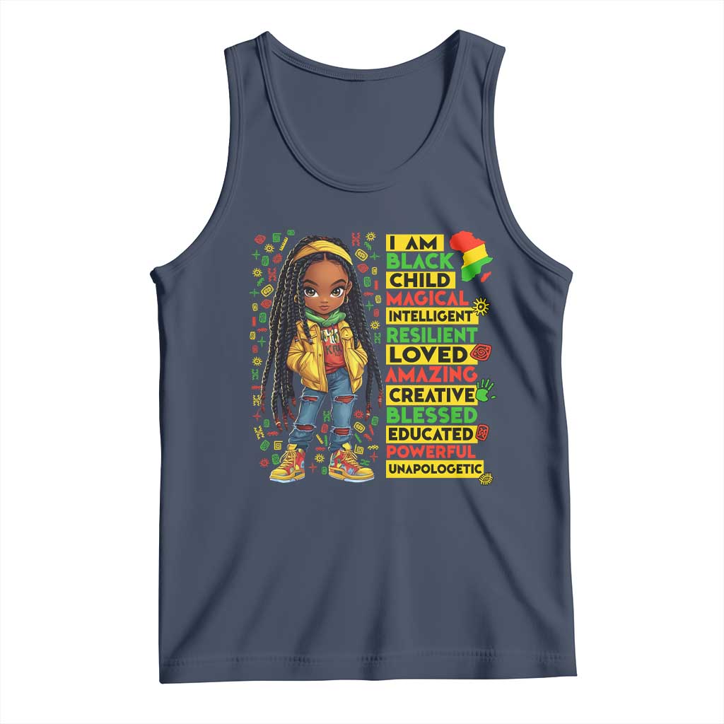 I Am Black Child Tank Top Locd Girl African American Pride Black History Month TS02 Navy Print Your Wear