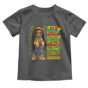 I Am Black Child Toddler T Shirt Locd Girl African American Pride Black History Month TS02 Dark Heather Print Your Wear