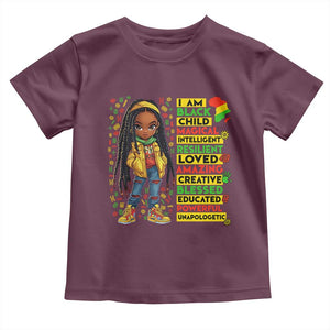 I Am Black Child Toddler T Shirt Locd Girl African American Pride Black History Month TS02 Maroon Print Your Wear