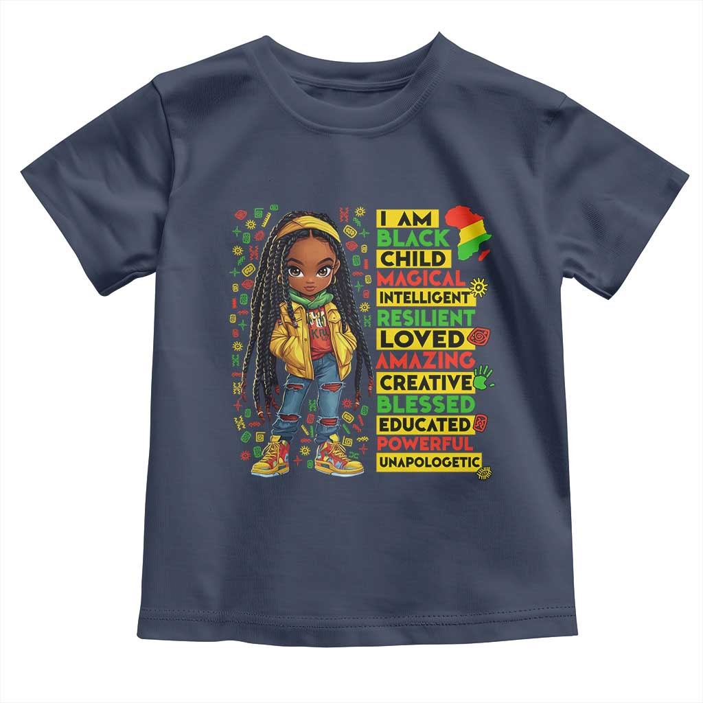 I Am Black Child Toddler T Shirt Locd Girl African American Pride Black History Month TS02 Navy Print Your Wear