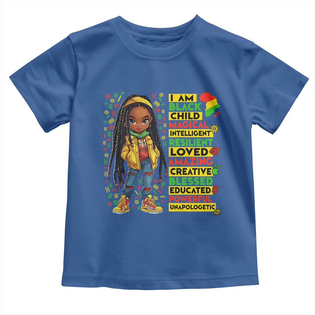 I Am Black Child Toddler T Shirt Locd Girl African American Pride Black History Month TS02 Royal Blue Print Your Wear
