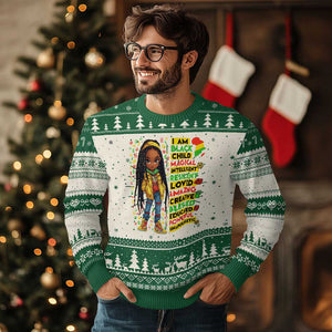I Am Black Child Knit Sweatshirt Locd Girl African American Pride Black History Month TS02 Green Print Your Wear