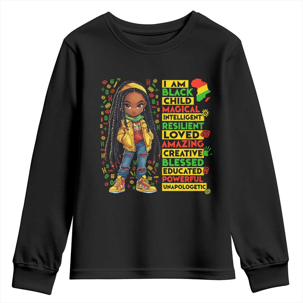 I Am Black Child Youth Sweatshirt Locd Girl African American Pride Black History Month TS02 Black Print Your Wear