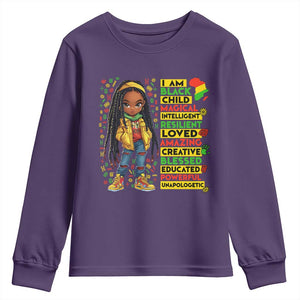 I Am Black Child Youth Sweatshirt Locd Girl African American Pride Black History Month TS02 Purple Print Your Wear