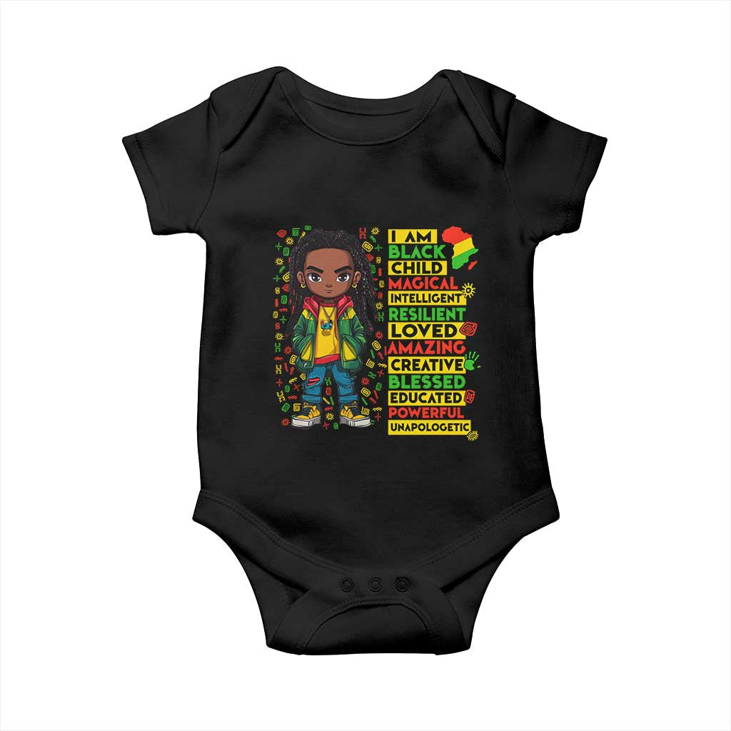 I Am Black Child Baby Onesie Locd Boy African American Pride Black History Month TS02 Black Print Your Wear