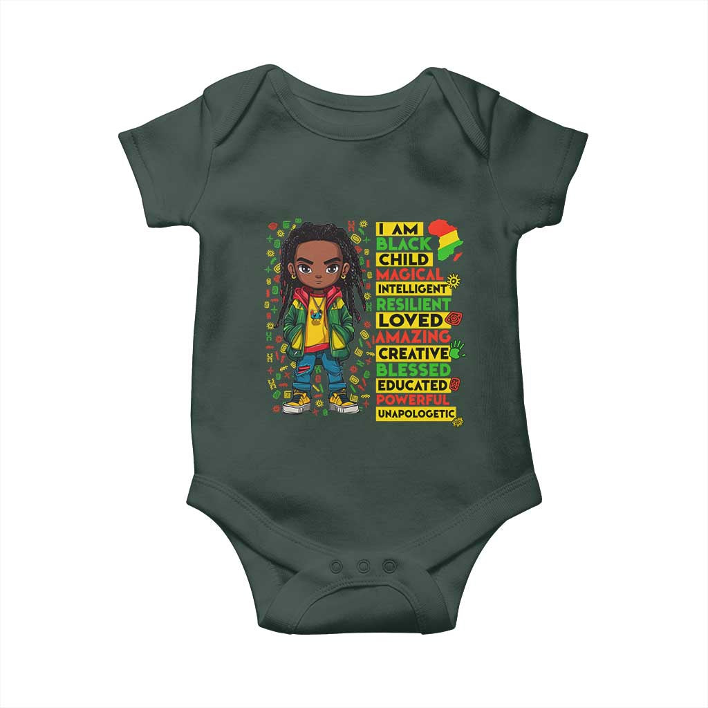 I Am Black Child Baby Onesie Locd Boy African American Pride Black History Month TS02 Print Your Wear