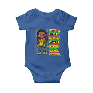 I Am Black Child Baby Onesie Locd Boy African American Pride Black History Month TS02 Royal Blue Print Your Wear