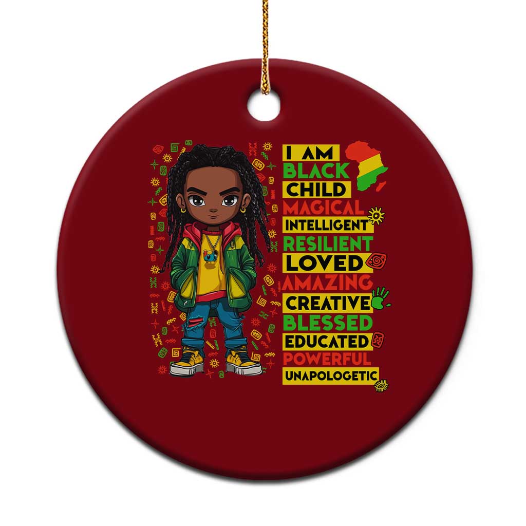I Am Black Child Ceramic Ornament Locd Boy African American Pride Black History Month TS02 1pc Red Print Your Wear