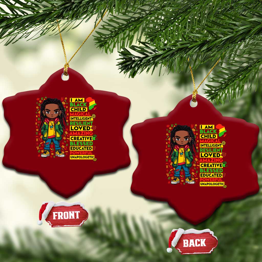 I Am Black Child Ceramic Ornament Locd Boy African American Pride Black History Month TS02 Print Your Wear