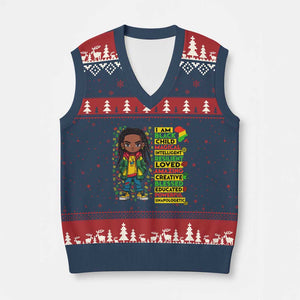 I Am Black Child V-Neck Knit Sweater Vest Locd Boy African American Pride Black History Month TS02 Navy Red Print Your Wear