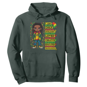 I Am Black Child Hoodie Locd Boy African American Pride Black History Month TS02 Dark Forest Green Print Your Wear