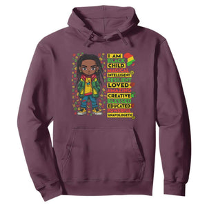 I Am Black Child Hoodie Locd Boy African American Pride Black History Month TS02 Maroon Print Your Wear
