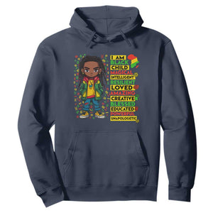 I Am Black Child Hoodie Locd Boy African American Pride Black History Month TS02 Navy Print Your Wear