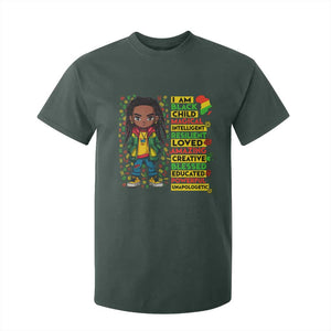 I Am Black Child T Shirt For Kid Locd Boy African American Pride Black History Month TS02 Dark Forest Green Print Your Wear