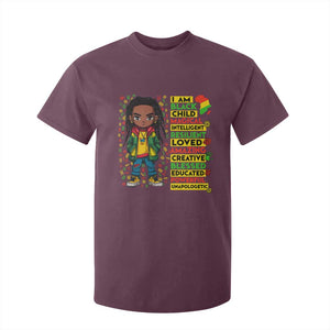 I Am Black Child T Shirt For Kid Locd Boy African American Pride Black History Month TS02 Maroon Print Your Wear