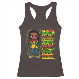 I Am Black Child Racerback Tank Top Locd Boy African American Pride Black History Month TS02 Dark Chocolate Print Your Wear