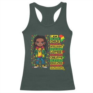 I Am Black Child Racerback Tank Top Locd Boy African American Pride Black History Month TS02 Dark Forest Green Print Your Wear