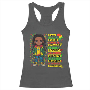 I Am Black Child Racerback Tank Top Locd Boy African American Pride Black History Month TS02 Dark Heather Print Your Wear