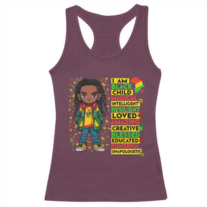 I Am Black Child Racerback Tank Top Locd Boy African American Pride Black History Month TS02 Maroon Print Your Wear