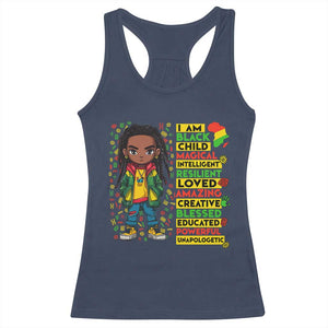 I Am Black Child Racerback Tank Top Locd Boy African American Pride Black History Month TS02 Navy Print Your Wear