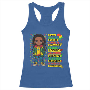 I Am Black Child Racerback Tank Top Locd Boy African American Pride Black History Month TS02 Royal Blue Print Your Wear
