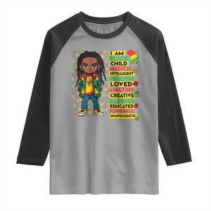 I Am Black Child Raglan Shirt Locd Boy African American Pride Black History Month TS02 Sport Gray Black Print Your Wear