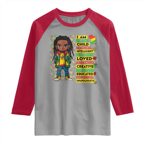 I Am Black Child Raglan Shirt Locd Boy African American Pride Black History Month TS02 Sport Gray Red Print Your Wear