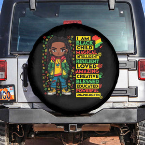 I Am Black Child Spare Tire Cover Locd Boy African American Pride Black History Month TS02 No hole Black Print Your Wear