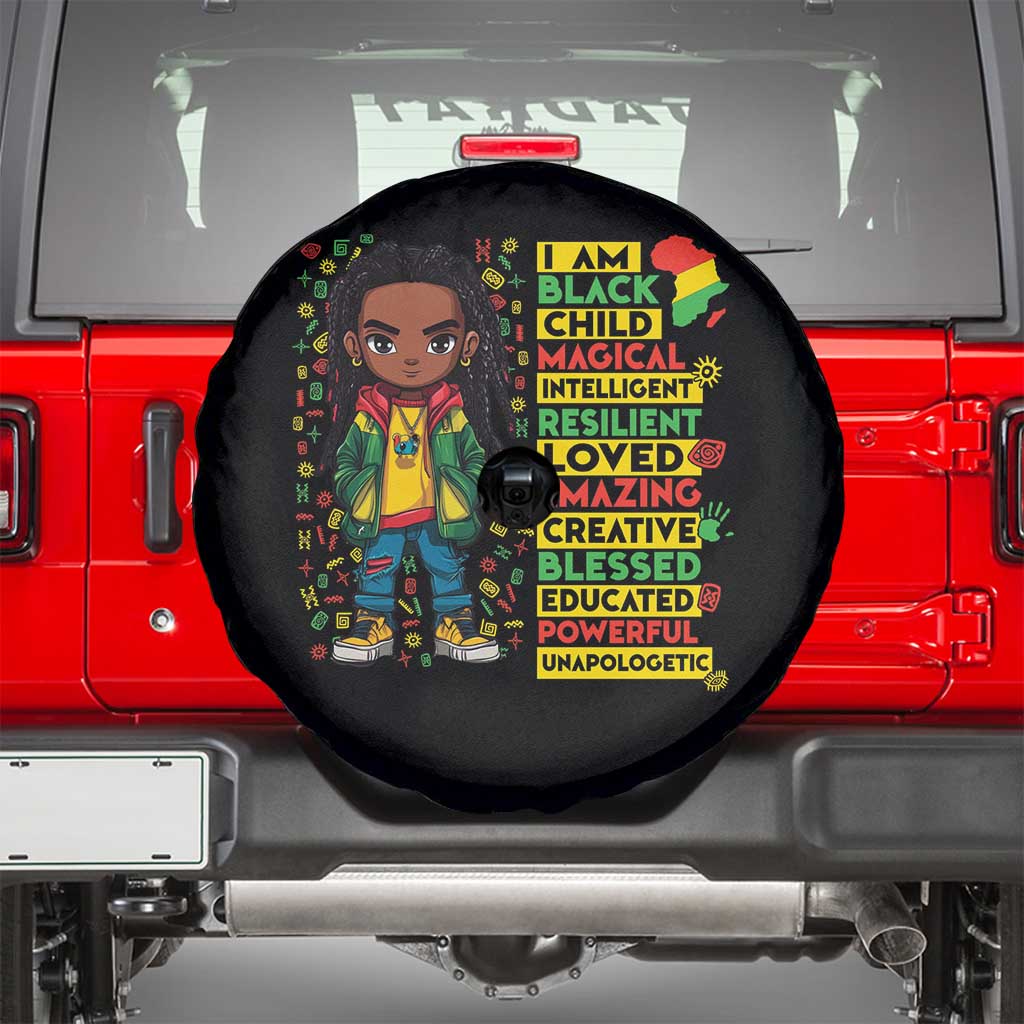 I Am Black Child Spare Tire Cover Locd Boy African American Pride Black History Month TS02 Black Print Your Wear