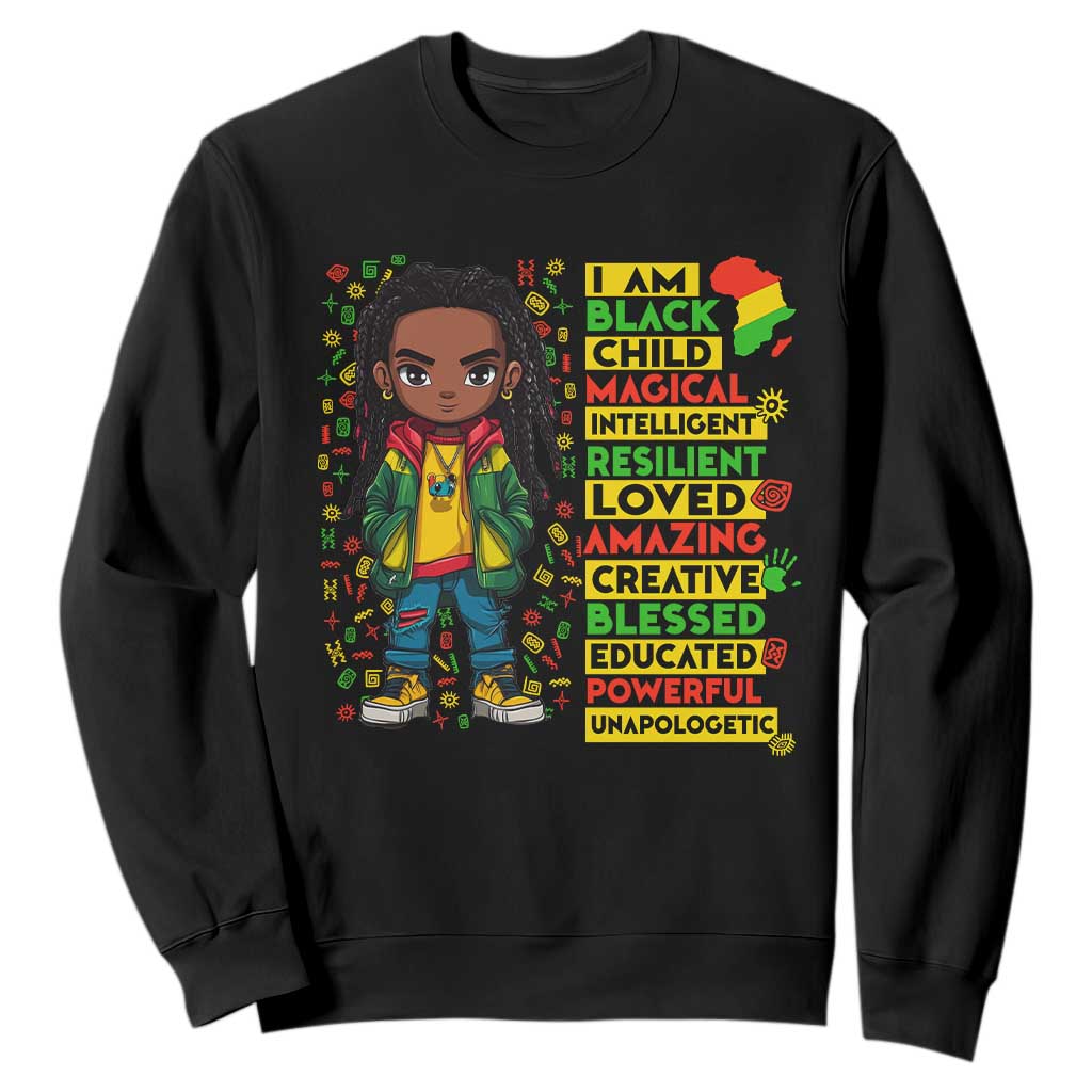 I Am Black Child Sweatshirt Locd Boy African American Pride Black History Month TS02 Black Print Your Wear