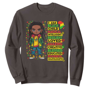 I Am Black Child Sweatshirt Locd Boy African American Pride Black History Month TS02 Dark Chocolate Print Your Wear
