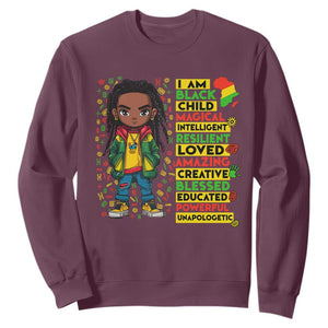 I Am Black Child Sweatshirt Locd Boy African American Pride Black History Month TS02 Maroon Print Your Wear
