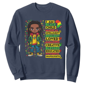 I Am Black Child Sweatshirt Locd Boy African American Pride Black History Month TS02 Navy Print Your Wear