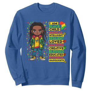 I Am Black Child Sweatshirt Locd Boy African American Pride Black History Month TS02 Royal Blue Print Your Wear