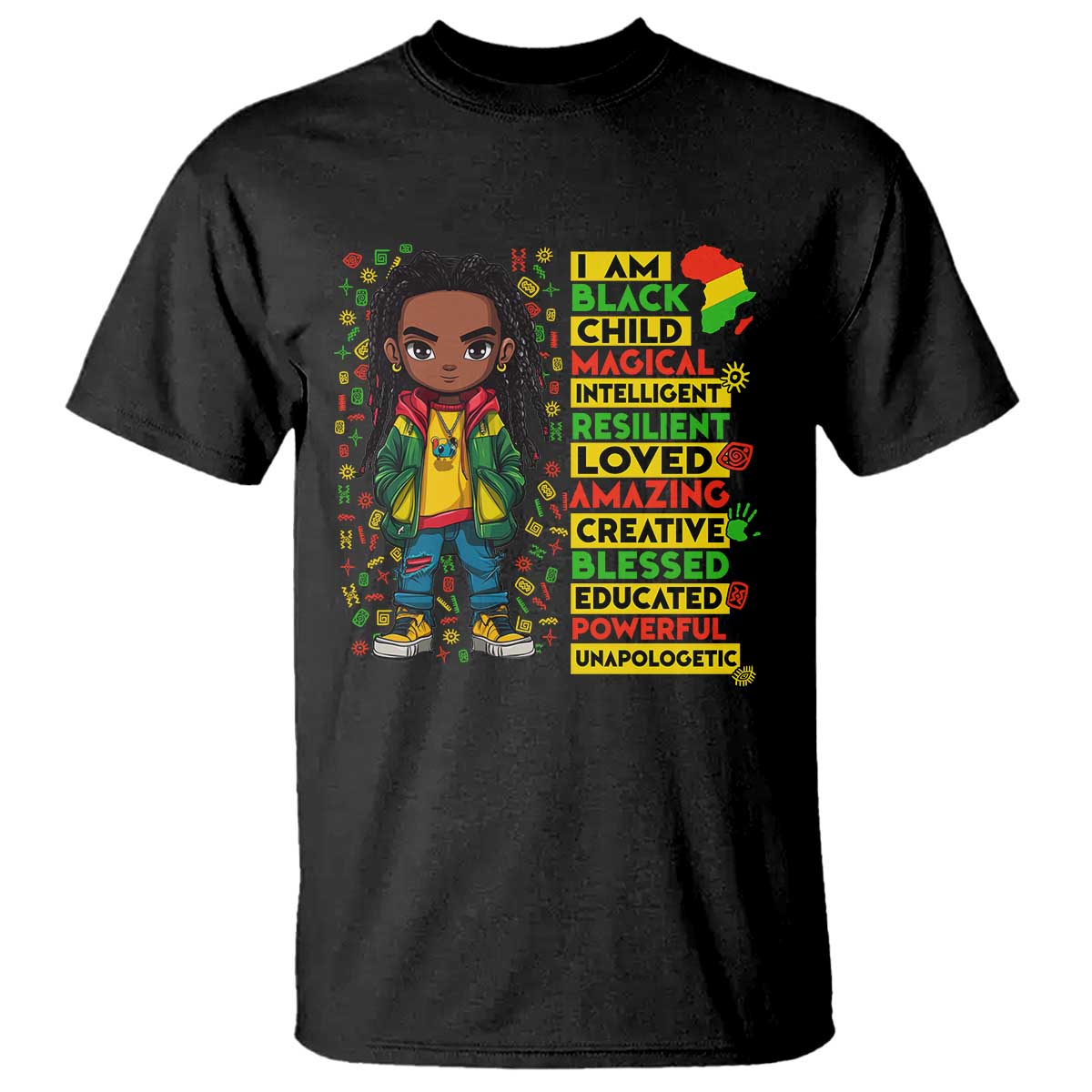 I Am Black Child T Shirt Locd Boy African American Pride Black History Month TS02 Black Print Your Wear
