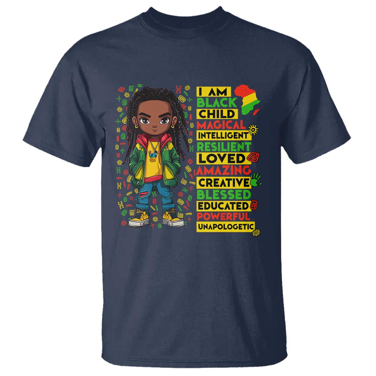 I Am Black Child T Shirt Locd Boy African American Pride Black History Month TS02 Navy Print Your Wear