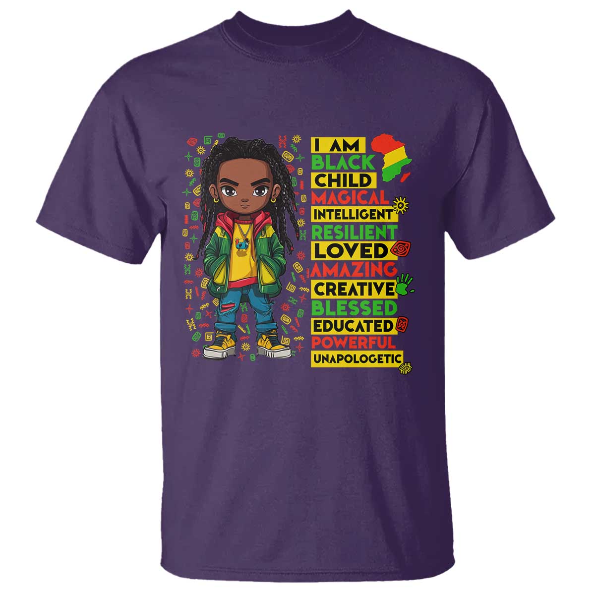 I Am Black Child T Shirt Locd Boy African American Pride Black History Month TS02 Purple Print Your Wear