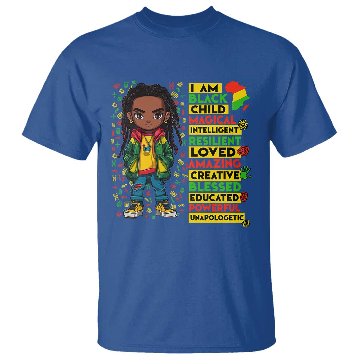 I Am Black Child T Shirt Locd Boy African American Pride Black History Month TS02 Royal Blue Print Your Wear