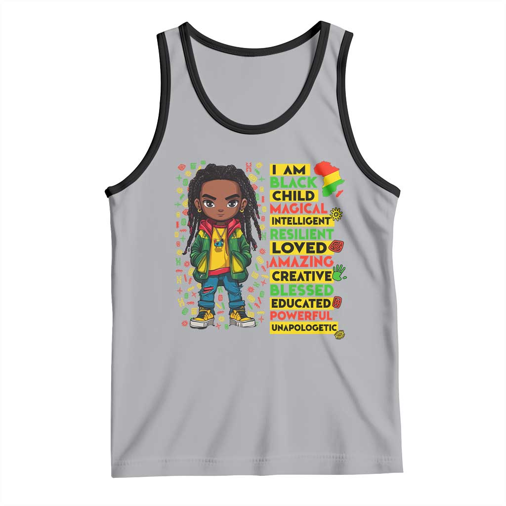 I Am Black Child Tank Top Locd Boy African American Pride Black History Month TS02 Athletic Heather Black Print Your Wear