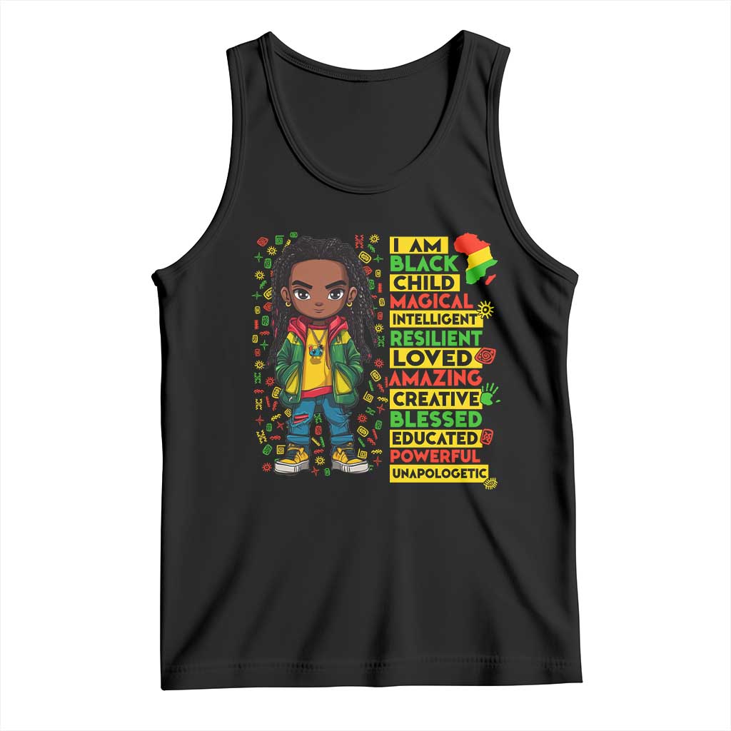I Am Black Child Tank Top Locd Boy African American Pride Black History Month TS02 Black Print Your Wear