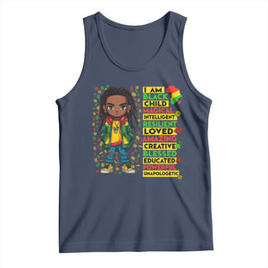 I Am Black Child Tank Top Locd Boy African American Pride Black History Month TS02 Navy Print Your Wear